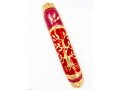 Rounded Mezuzah Case with Tree of Life - Gold, Red and Pink