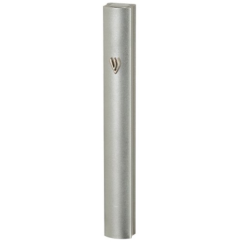 Rounded Silver Matte Aluminum Mezuzah Case, Side Channels  Various Sizes