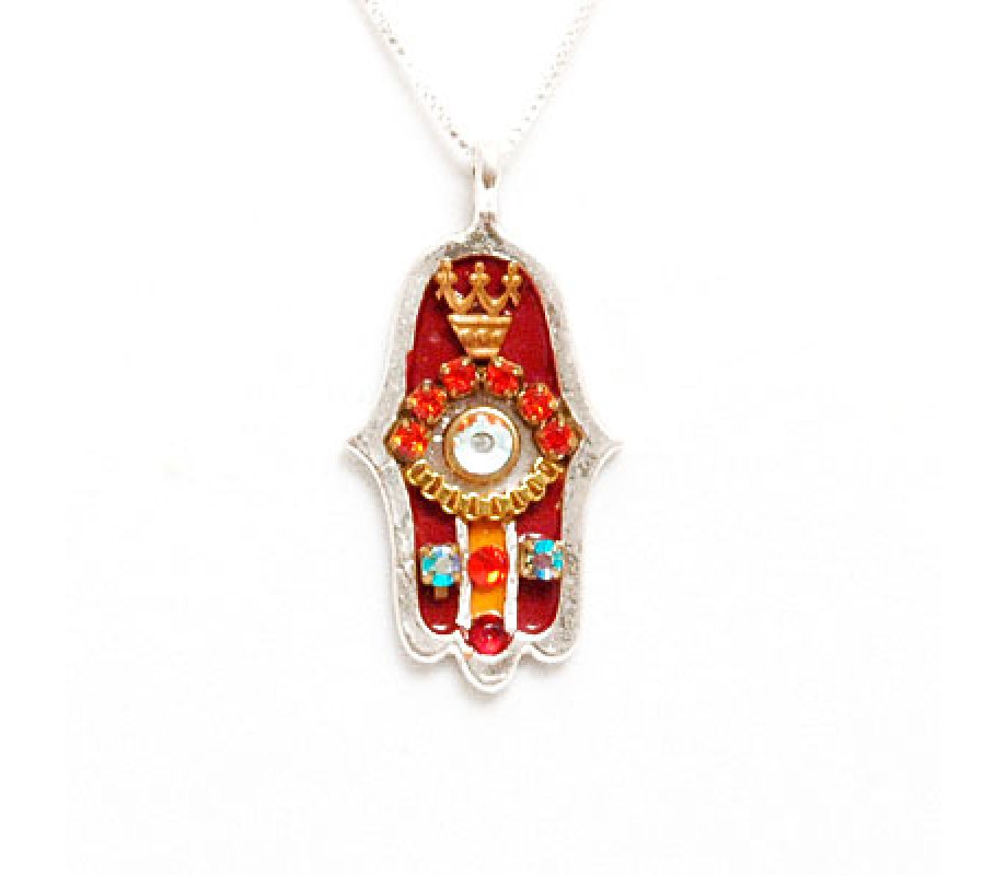 Ruby Red Hamsa Necklace by Ester Shahaf