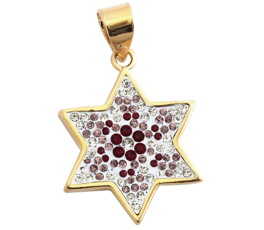 Ruby and Zircon Star of David Pendant