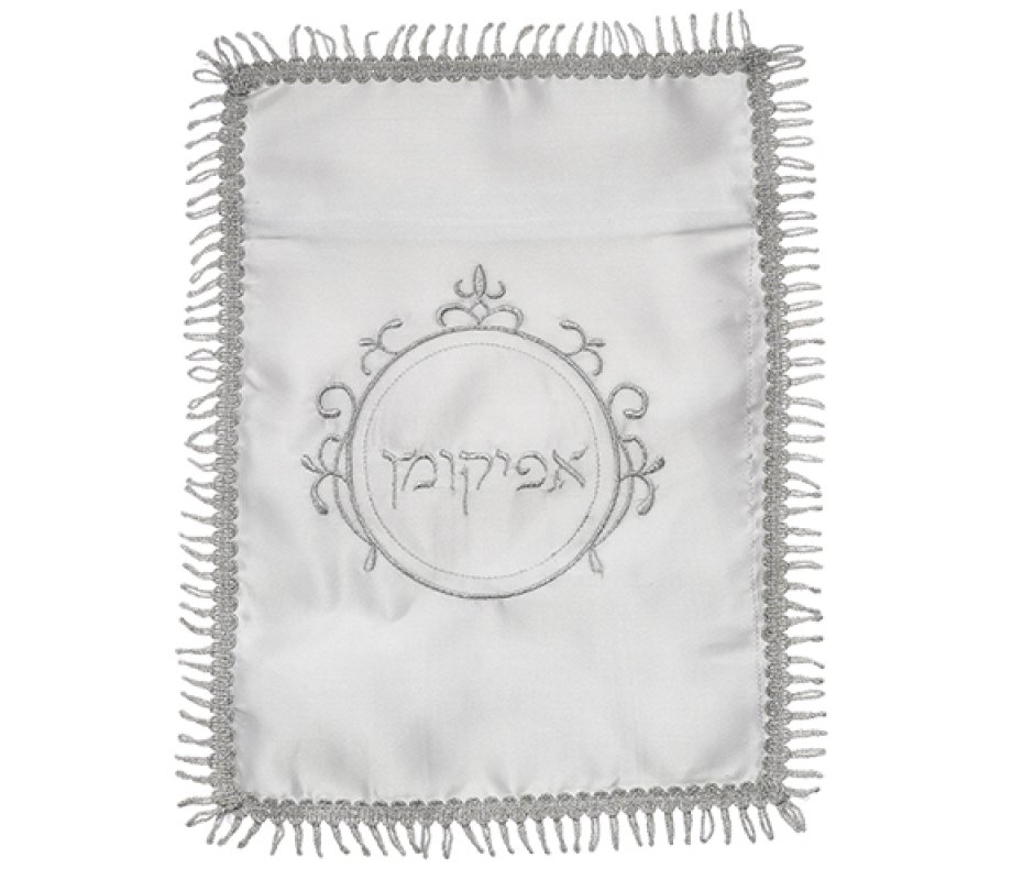 Satin Afikoman Bag - Circular Silver Design
