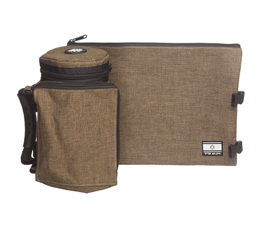 Set, Insulated Tefillin Holder and Weatherproof Tallit Bag - Olive Green Canvas