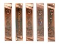 Set of 5 Metal Mezuzah Cases with Decorative Judaic Motifs, Bronze - 4