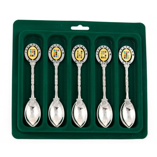 Set of 5 Spoons with Revolving Breastplate Design Handle