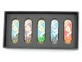 Set of Five Car Mezuzahs in Gift Box - Jerusalem and Menorah Design