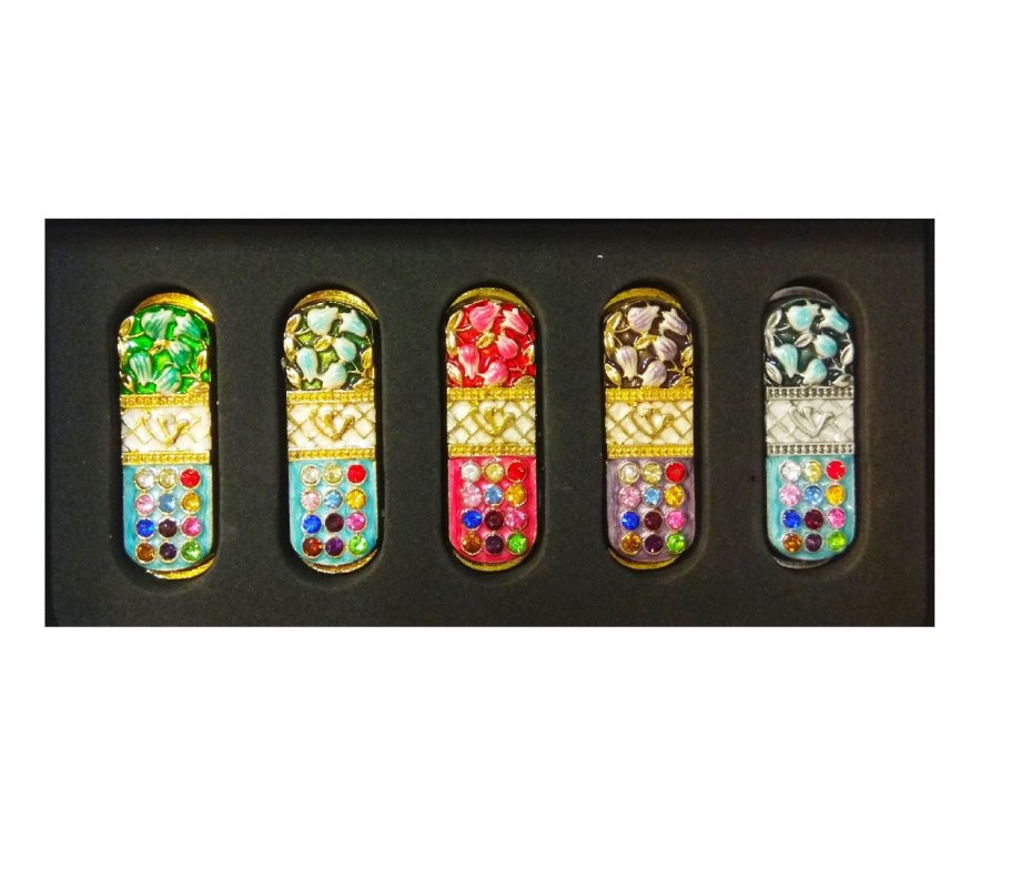 Set of Five Car Mezuzahs in Gift Box -Breastplate and Flower Design