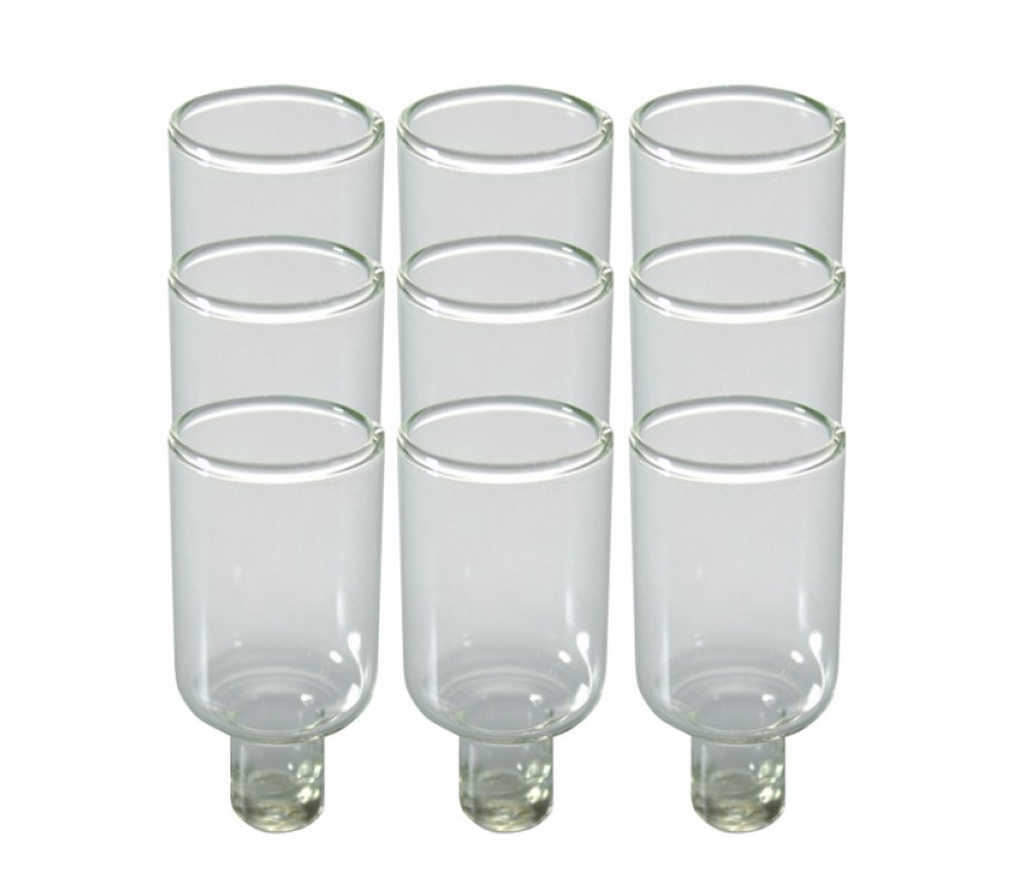 Set of Nine Glass Inserts for Oil Lighting Chanukah Menorah, Small - Total Height 1.7