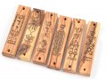 Set of Six Olive Wood Mezuzah Cases with Judaic Symbols - 5.1