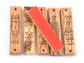 Set of Six Olive Wood Mezuzah Cases with Judaic Symbols - 5.1