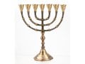 Seven Branch Menorah, Dark Gold Brass with Antique Look  Option 10