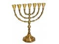 Seven Branch Menorah, Dark Gold Brass with Antique Look – Option 10