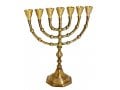 Seven Branch Menorah, Dark Gold Brass with Antique Look  Option 10