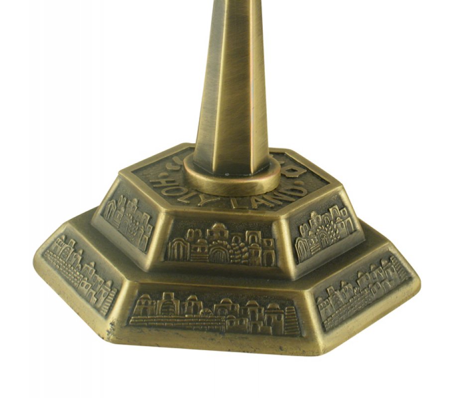 Seven Branch Menorah with Jerusalem Images, Copper - Option 5.3