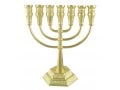 Seven-Branch Menorah with Jerusalem Images, Gold - Option: 5.3