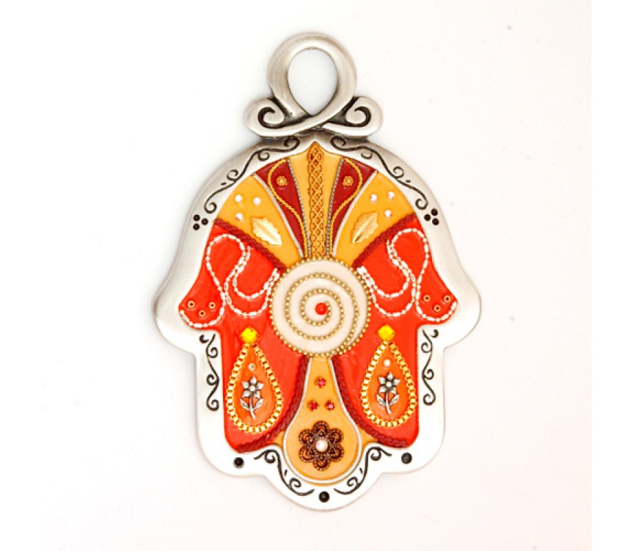 Shades of Autumn Wall Hamsa by Ester Shahaf