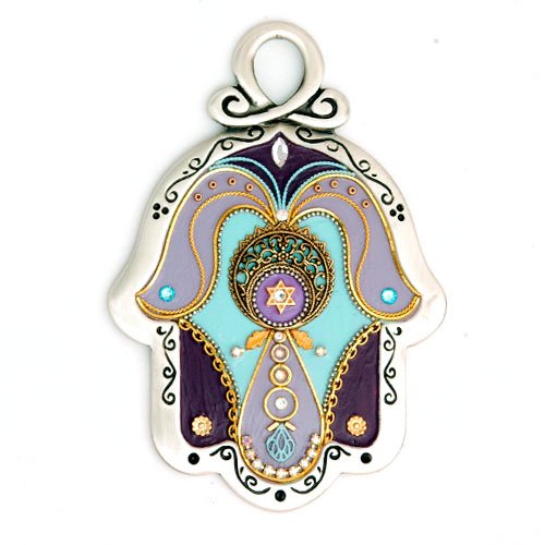 Shades of Purple Wall Hamsa by Ester Shahaf