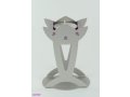 Shraga Landesman Flower Shaped Raised Candle Holders - Silver and Violet