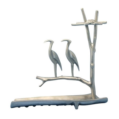 Shraga Landesman Hanukkah Menorah Herons on Tree with Waterway - Aluminum