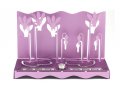 Shraga Landesman Hanukkah Menorah, Slender Cyclamen Flowers - Violet
