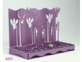 Shraga Landesman Hanukkah Menorah, Slender Cyclamen Flowers - Violet