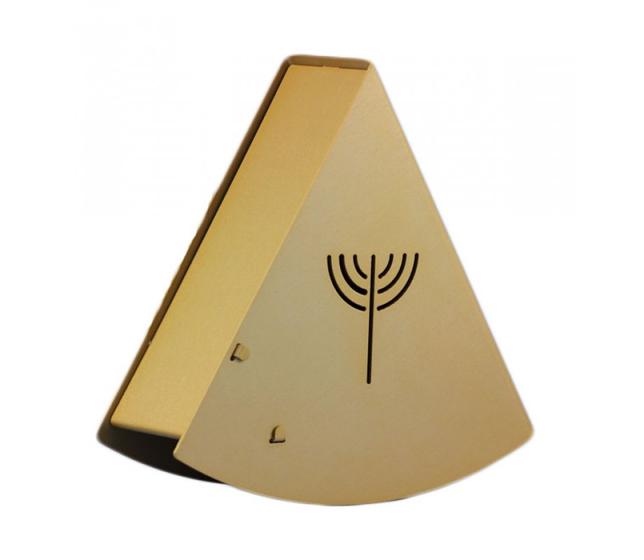 Shraga Landesman Rocking Charity Box Matan Be'seter and Menorah Motif - Gold