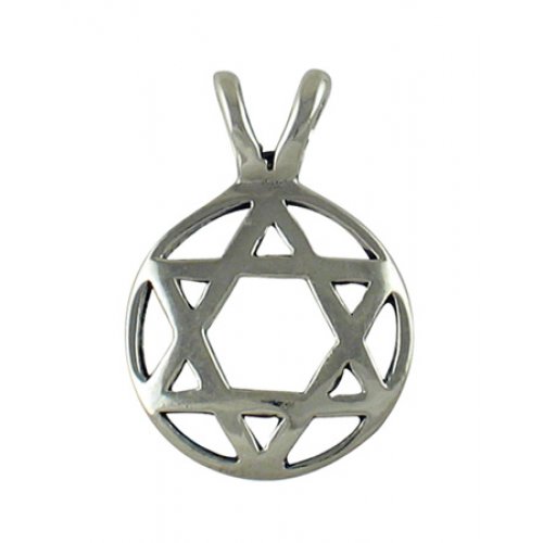 Silver Circle Star of David Pendant