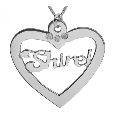 Silver English Heart Custom Name Necklace