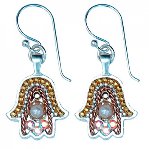 Silver Hamsa Earrings by Ester Shahaf