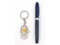 Silver Hamsa Key Chain with Swivel Center - Gold Menorah and Jerusalem Images