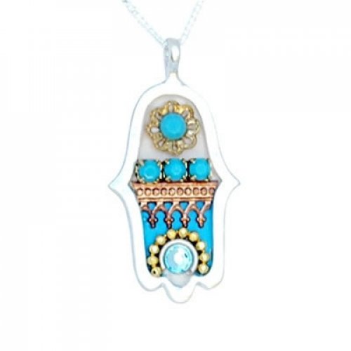 Silver Hamsa Necklace by Ester Shahaf