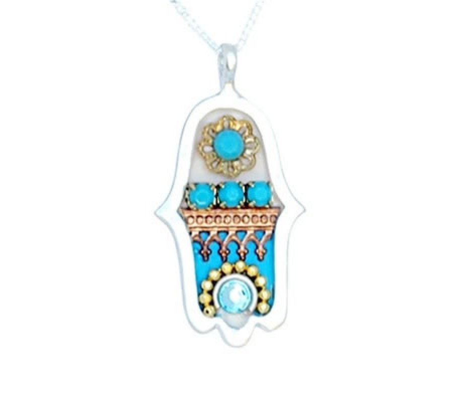 Silver Hamsa Necklace by Ester Shahaf