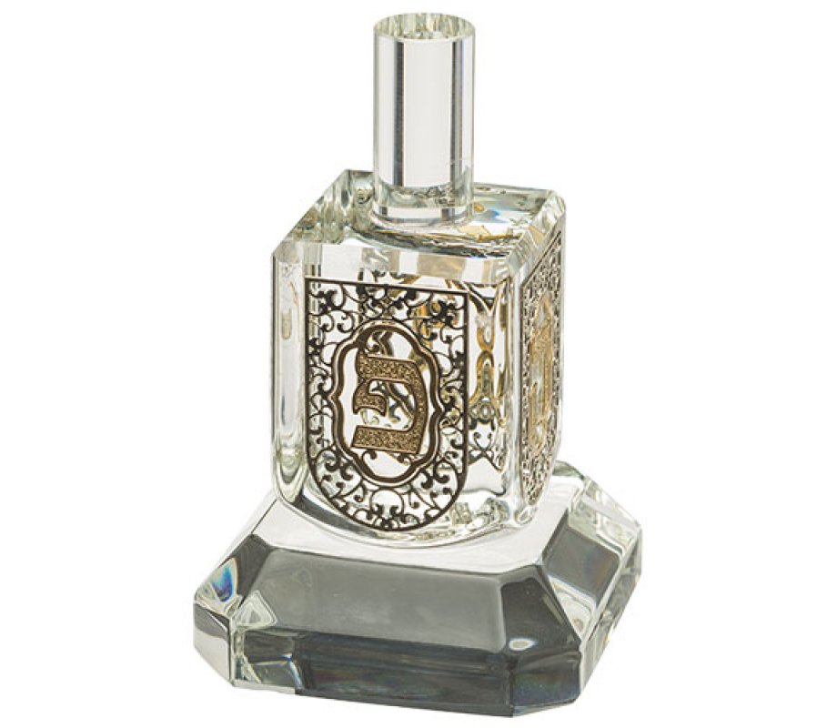 Silver Metal Crystal Dreidel on Glass Base  Nes Gadol Hayah Poh