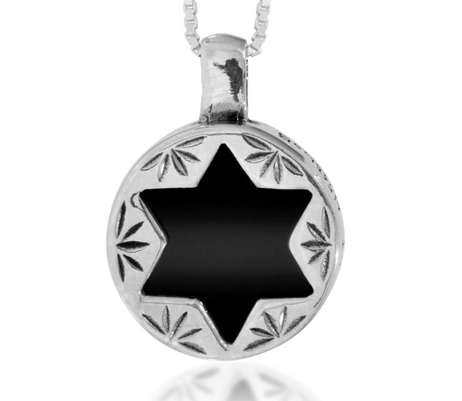 Silver Pendant with Star of David Onyx by HaAri Jewelry