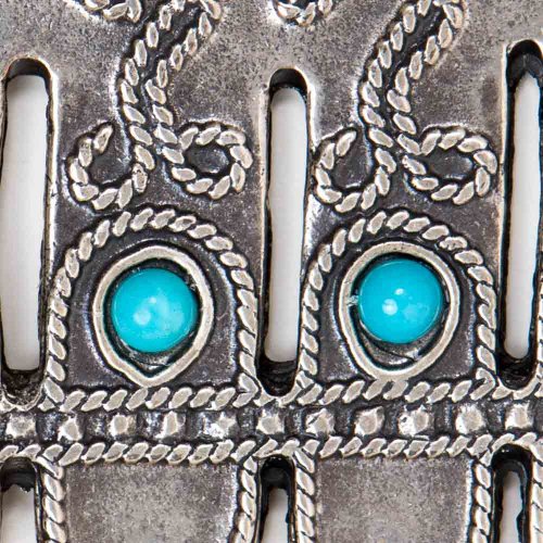 Silver Plated Ancient Wall Hamsa with Colorful Beads - Israel Museum Replica