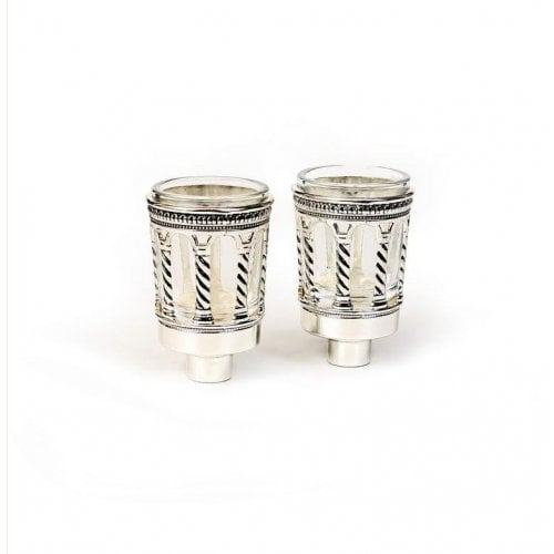 Silver Plated Candlestick Inserts with Glass Cups - Vertical Design