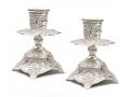 Silver Plated Candlesticks - Decorative Filigree Floral Design