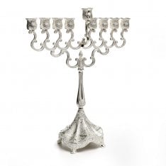 Silver Plated Chanukah Menorah with Ornate Base