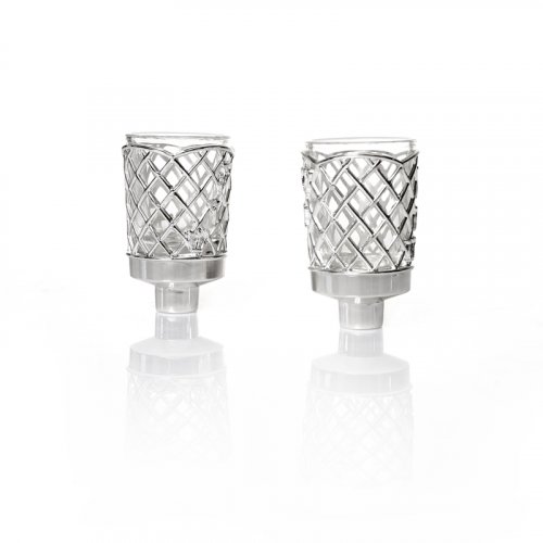 Silver Plated Inserts for Candlesticks with Criss Cross Design