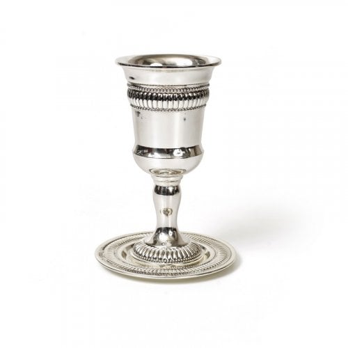 Silver Plated Kiddush Cup on Stem with Matching Plate - Regency Design