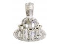 Silver Plated Kiddush Fountain with 8 Small Cups - Citadel of David Design