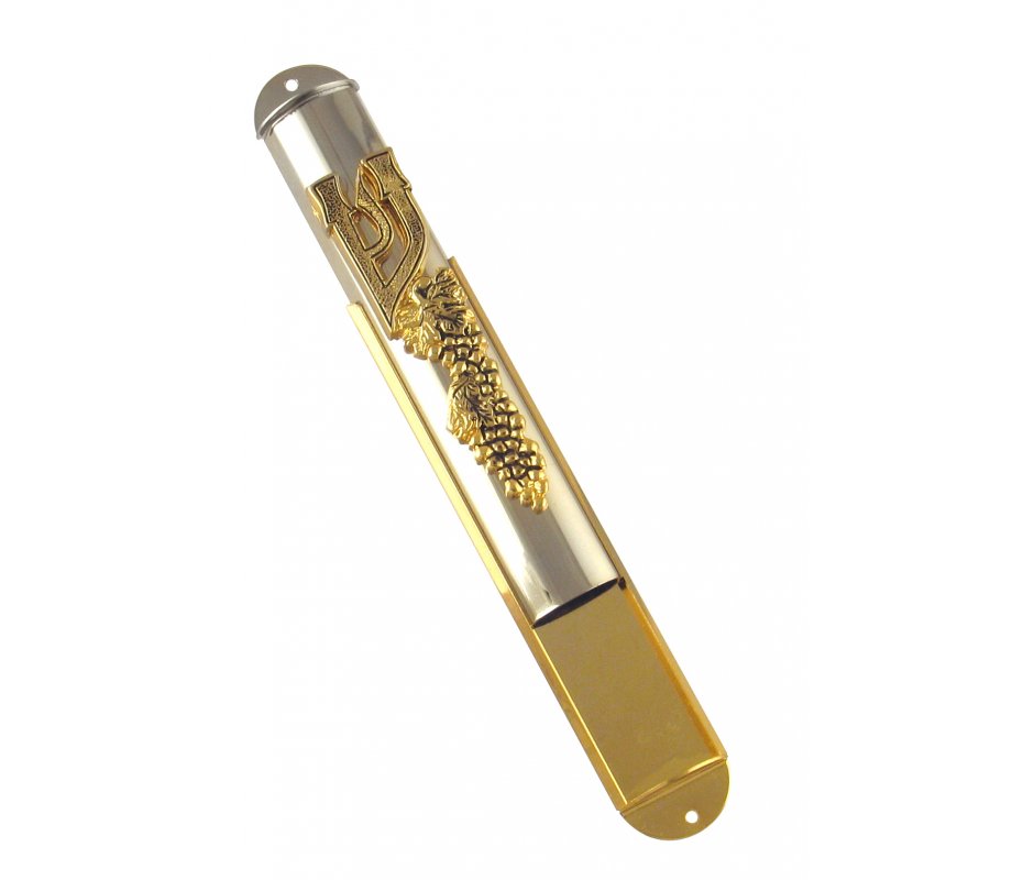 Silver Plated Mezuzah Case - Two Tone Grape Design