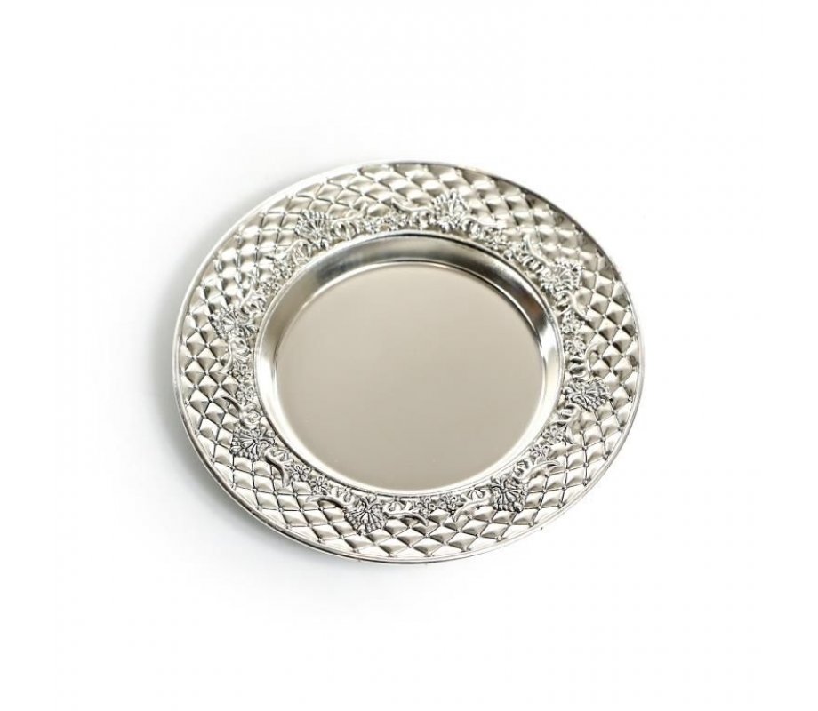 Silver Plated Replacement Plates for Kiddush Cups Diamond Design - Package of 6