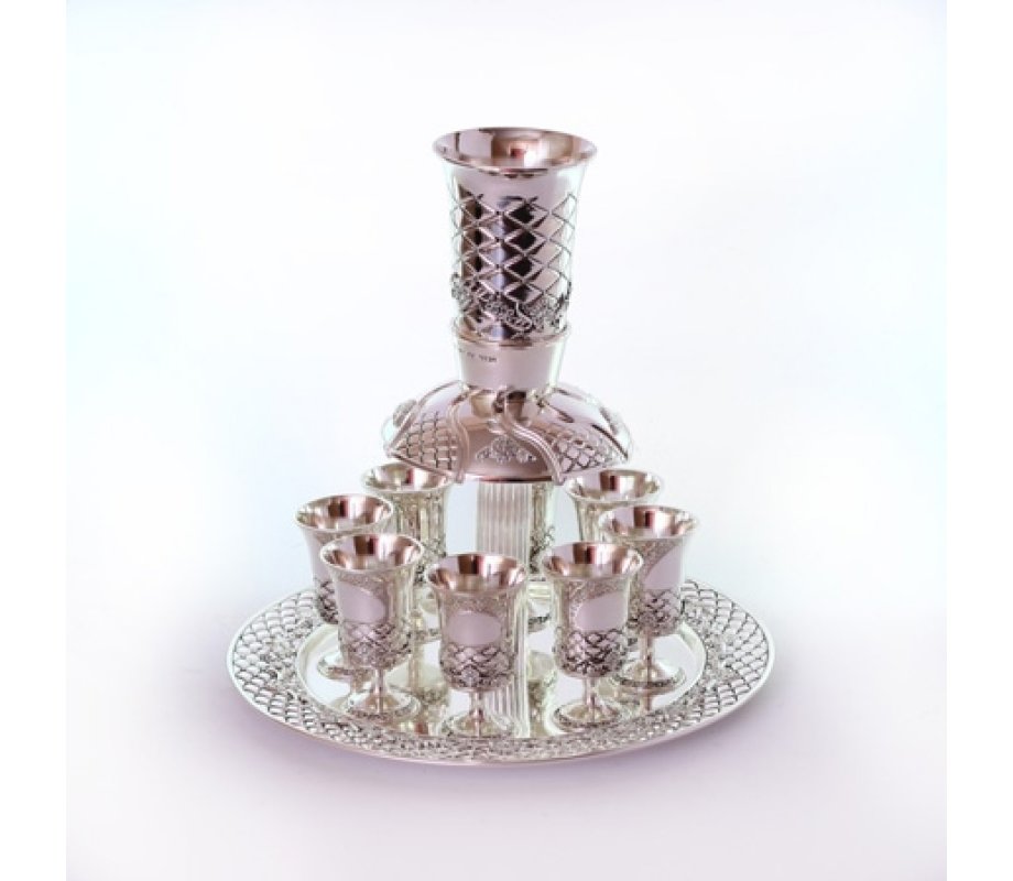 Silver & Glass Wine Fountain - Jerusalem Style