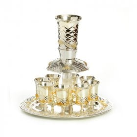 Grapes Motifs Silver Plated 8 Cup Kiddush Wine Fountain