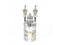 Silver Plated with Gold Accents Cylinder Torah Case with Scroll Replica - Large