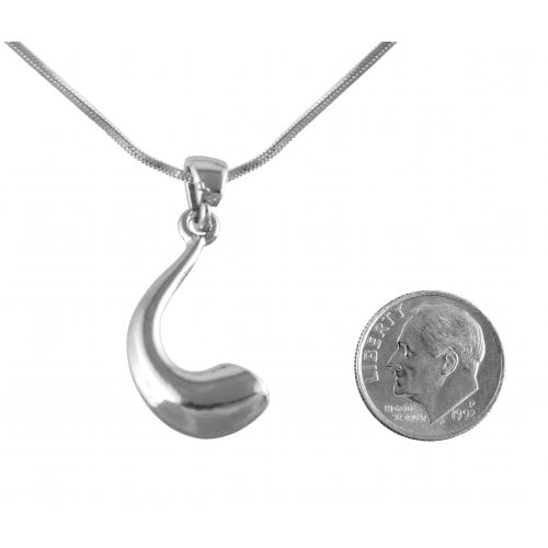 Silver Ram's Horn Shofar Necklace Pendant Rhodium Plated