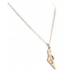 Silver Stainless Steel Pendant Necklace, Map of Israel with Blessing Words