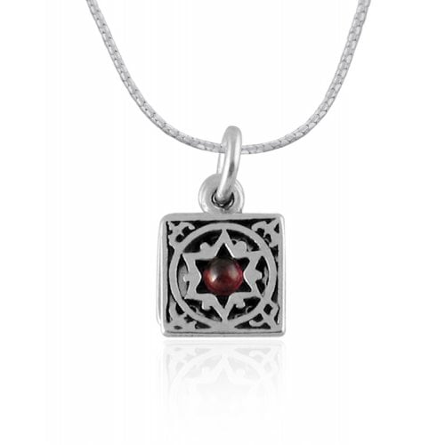 Silver Travelers Prayer Star of David Pendant by Golan Studio