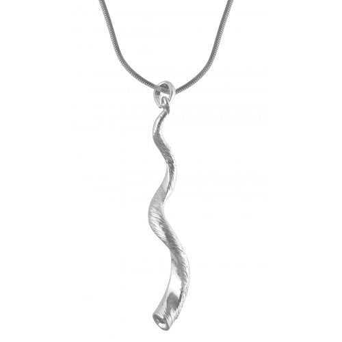 Silver Yemenite Shofar Necklace Pendant Rhodium Plated