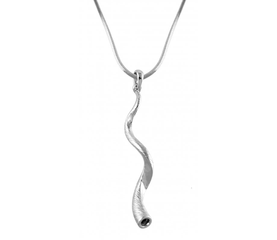 Silver Yemenite Shofar Necklace Pendant Rhodium Plated